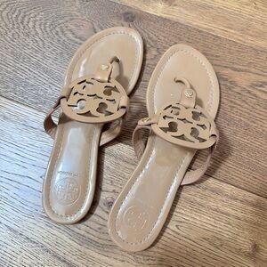 Tory Burch Tan Sandals with Iconic Logo